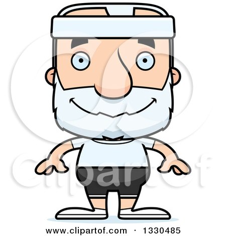 Clipart of a Cartoon Happy Block Headed White Fit Senior Man - Royalty Free Vector Illustration by Cory Thoman