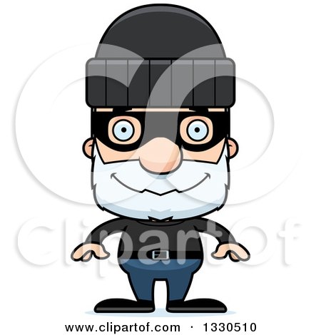 Clipart of a Cartoon Happy Block Headed White Senior Man Robber - Royalty Free Vector Illustration by Cory Thoman