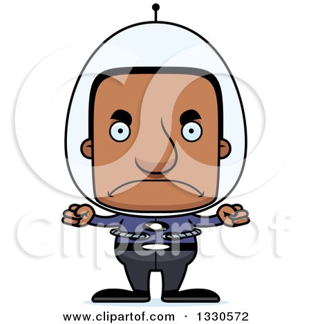 Clipart of a Cartoon Mad Block Headed Futuristic Spaceblack Man - Royalty Free Vector Illustration by Cory Thoman