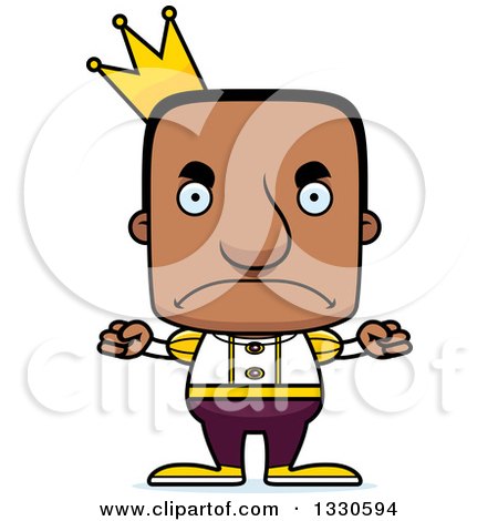 Clipart of a Cartoon Mad Block Headed Black Man Prince - Royalty Free Vector Illustration by Cory Thoman