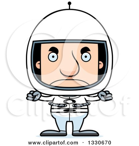 Clipart of a Cartoon Mad Block Headed White Man Astronaut - Royalty Free Vector Illustration by Cory Thoman