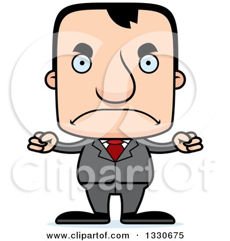 Clipart of a Cartoon Mad Block Headed White Business Man - Royalty Free Vector Illustration by Cory Thoman