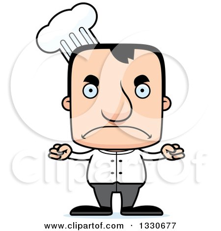 Clipart of a Cartoon Mad Block Headed White Man Chef - Royalty Free Vector Illustration by Cory Thoman