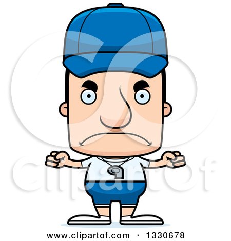 Clipart of a Cartoon Mad Block Headed White Man Sports Coach - Royalty Free Vector Illustration by Cory Thoman