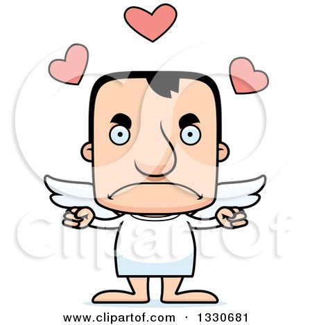 Clipart of a Cartoon Mad Block Headed White Man Cupid - Royalty Free Vector Illustration by Cory Thoman