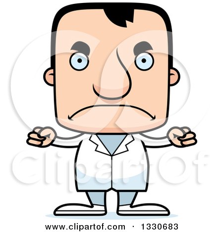 Clipart of a Cartoon Mad Block Headed White Man Doctor - Royalty Free Vector Illustration by Cory Thoman