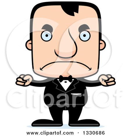 Clipart of a Cartoon Mad Block Headed White Man Groom - Royalty Free Vector Illustration by Cory Thoman