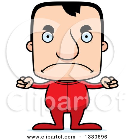 Clipart of a Cartoon Mad Block Headed White Man in Pjs - Royalty Free Vector Illustration by Cory Thoman