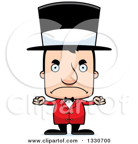 Clipart of a Cartoon Mad Block Headed White Man Circus Ringmaster - Royalty Free Vector Illustration by Cory Thoman