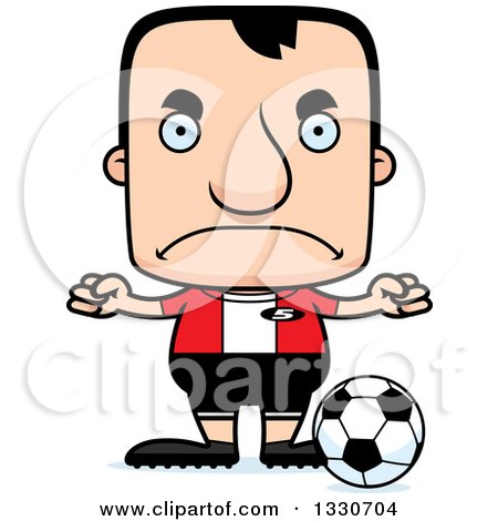 Clipart of a Cartoon Mad Block Headed White Man Soccer Player - Royalty Free Vector Illustration by Cory Thoman