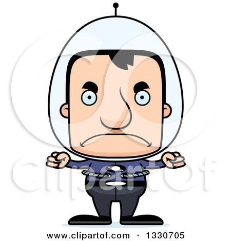 Clipart of a Cartoon Mad Block Headed Futuristic White Space Man - Royalty Free Vector Illustration by Cory Thoman