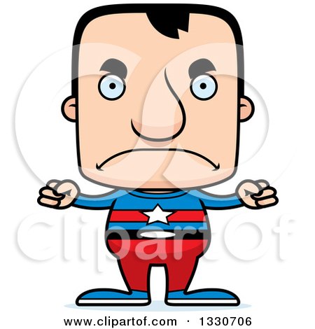 Clipart of a Cartoon Mad Block Headed White Man Super Hero - Royalty Free Vector Illustration by Cory Thoman