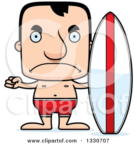 Clipart of a Cartoon Mad Block Headed White Man Surfer - Royalty Free Vector Illustration by Cory Thoman