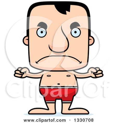 Clipart of a Cartoon Mad Block Headed White Man Swimmer - Royalty Free Vector Illustration by Cory Thoman