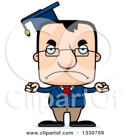 Clipart of a Cartoon Mad Block Headed White Man Professor - Royalty Free Vector Illustration by Cory Thoman