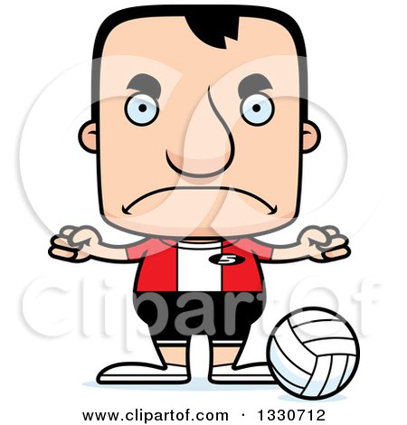Clipart of a Cartoon Mad Block Headed White Man Volleyball Player - Royalty Free Vector Illustration by Cory Thoman