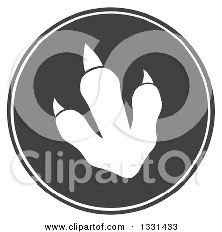 Clipart of a Dark Gray Raptor Dinosaur Foot Print in a Circle 2 - Royalty Free Vector Illustration by Hit Toon