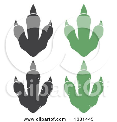 Clipart of Raptor Dinosaur Foot Prints - Royalty Free Vector Illustration by Hit Toon