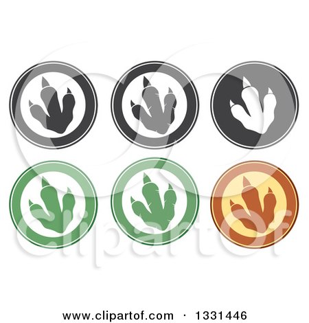 Clipart of Raptor Dinosaur Foot Prints in Circles - Royalty Free Vector Illustration by Hit Toon