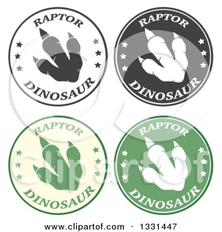 Clipart of Raptor Dinosaur Foot Prints in Circles with Text - Royalty Free Vector Illustration by Hit Toon