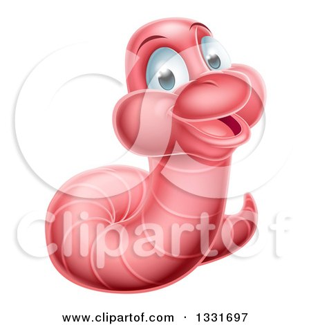 Clipart of a Happy Pink Earth Worm - Royalty Free Vector Illustration by AtStockIllustration