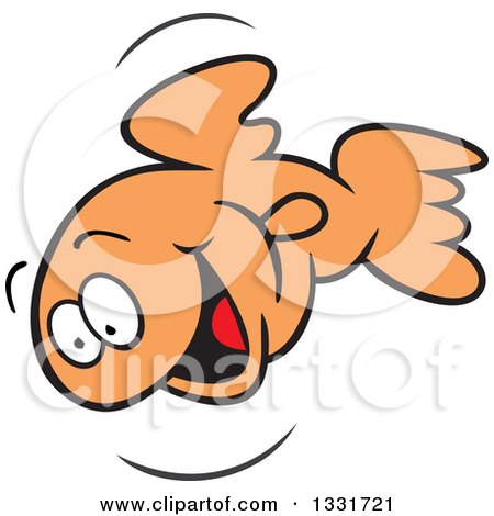 Clipart of a Cartoon Happy Goldfish Jumping and Smiling - Royalty Free Vector Illustration by Johnny Sajem