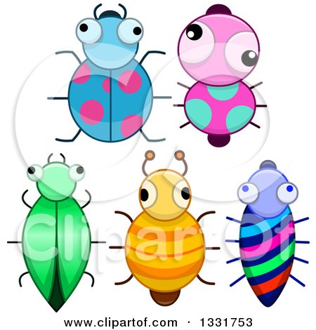 Clipart of Cartoon Colorful Bugs - Royalty Free Vector Illustration by Liron Peer