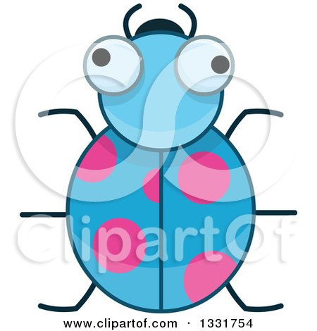Clipart of a Cartoon Blue and Pink Spotted Beetle - Royalty Free Vector Illustration by Liron Peer