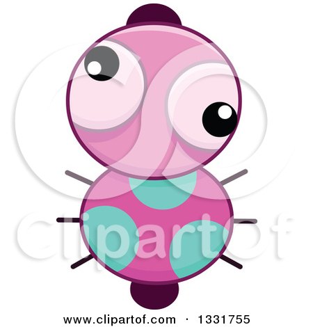 Clipart of a Cartoon Pink and Turquoise Spotted Bug - Royalty Free Vector Illustration by Liron Peer