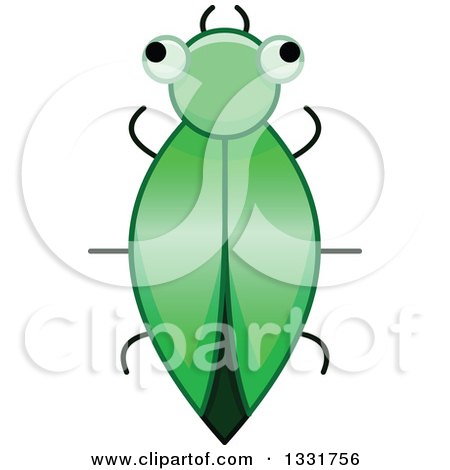 Clipart of a Cartoon Green Beetle - Royalty Free Vector Illustration by Liron Peer