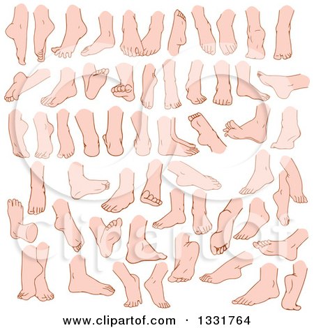 Clipart of Cartoon Caucasian Male and Female Feet 3 - Royalty Free Vector Illustration by Liron Peer