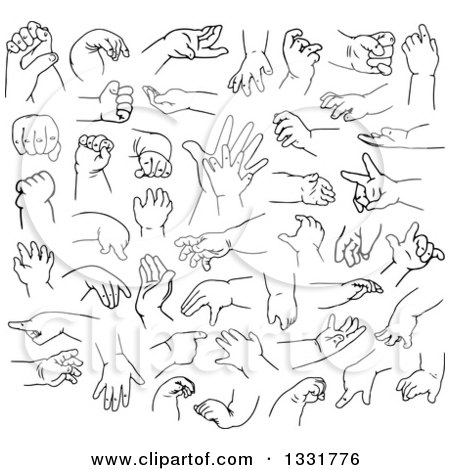 Clipart of Black and White Baby Hands - Royalty Free Vector Illustration by Liron Peer