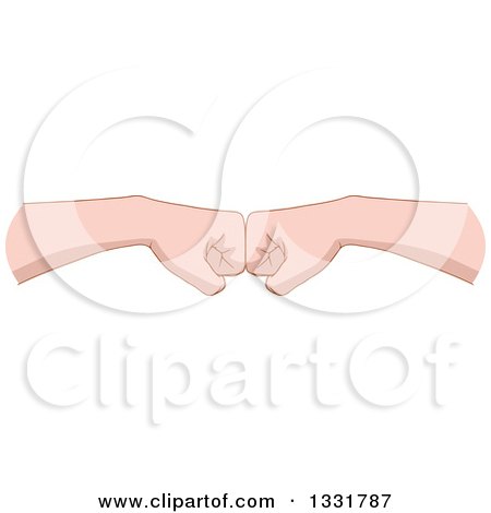 Clipart of White Male Hands Doing a Fist Bump - Royalty Free Vector Illustration by Liron Peer