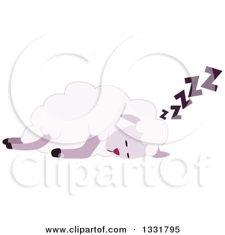 Clipart of a Purple Sheep Sleeping - Royalty Free Vector Illustration by Liron Peer