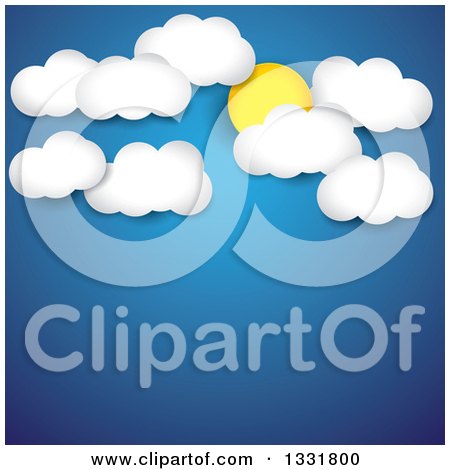Clipart of a Blue Sky Background with the Sun and Clouds over Text Space - Royalty Free Vector Illustration by ColorMagic