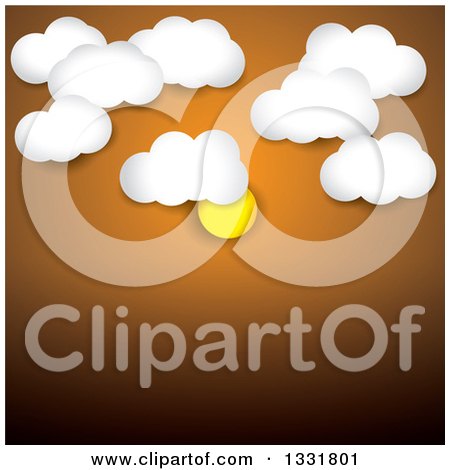 Clipart of an Orange Sunset Sky Background with the Sun and Clouds over Text Space - Royalty Free Vector Illustration by ColorMagic