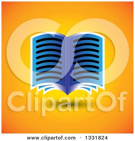 Clipart of a Blue Open Book Floating over Orange - Royalty Free Vector Illustration by ColorMagic