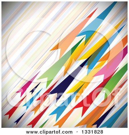 Clipart of a Background of Colorful Diagonal Stripes and Arrows - Royalty Free Vector Illustration by ColorMagic