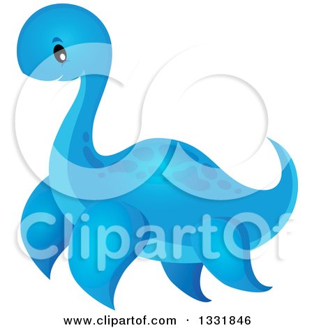 Clipart of a Cartoon Blue Cute Pliosaur Dinosaur - Royalty Free Vector Illustration by visekart