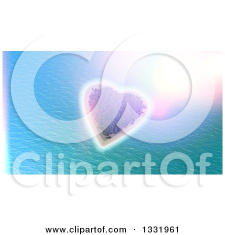 Clipart of a 3d Tropical Heart Shaped Island with Vintage Flares - Royalty Free Illustration by KJ Pargeter