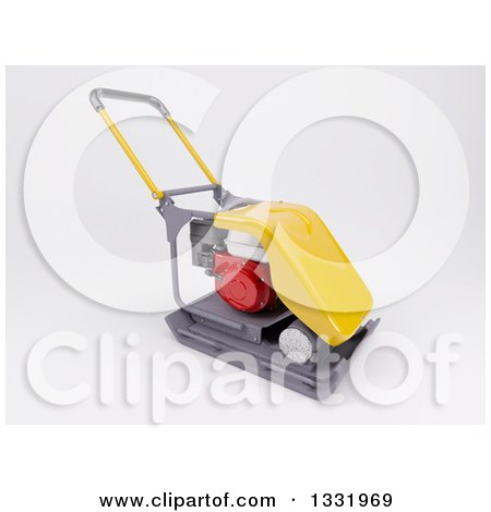 Clipart of a 3d Vibratory Plate Compactor Tool on Shaded White - Royalty Free Illustration by KJ Pargeter