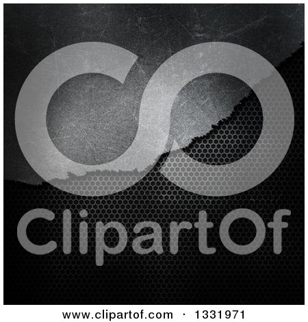 Clipart of a 3d Concrete Slab over a Dark Black Perforated Metal Grate - Royalty Free Illustration by KJ Pargeter