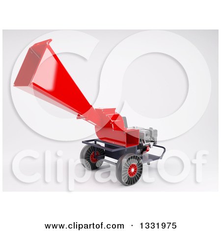 Clipart of a 3d Red Garden Shredder Machine, on Shaded White - Royalty Free Illustration by KJ Pargeter