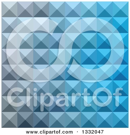 Clipart of a Geometric Background of 3d Pyramids in Bright Cerulean Blue - Royalty Free Vector Illustration by patrimonio