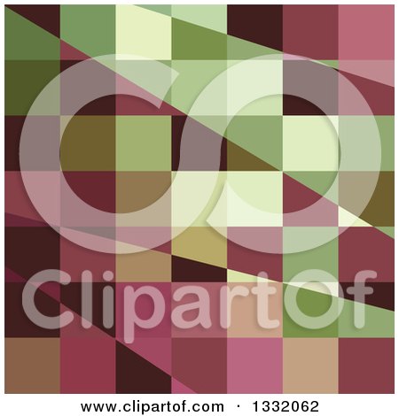 Clipart of a Low Poly Abstract Geometric Background of Deep Tuscan Red Purple and Green - Royalty Free Vector Illustration by patrimonio
