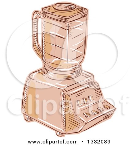 Clipart of a Retro Sketched or Engraved Kitchen Blender - Royalty Free Vector Illustration by patrimonio