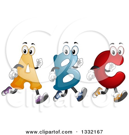 Clipart of Cartoon Alphabet Abc Characters Running - Royalty Free Vector Illustration by BNP Design Studio