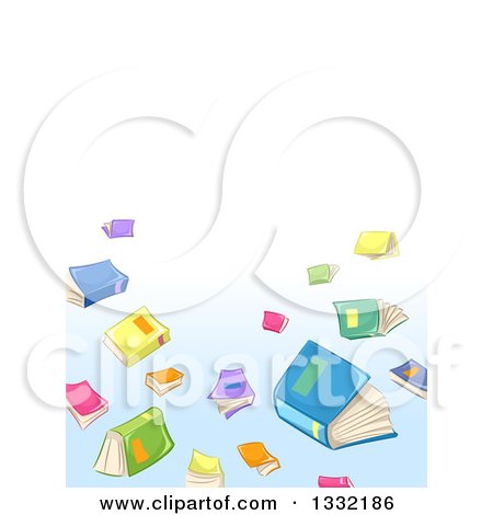 Clipart of a Background of Gradient White to Blue and Books - Royalty Free Vector Illustration by BNP Design Studio