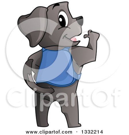 Clipart of a Rear View of a Proud Guide Dog - Royalty Free Vector Illustration by BNP Design Studio