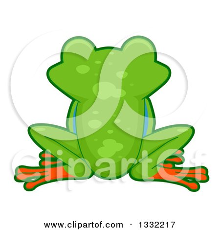 Clipart of a Rear View of a Tree Frog Sitting - Royalty Free Vector Illustration by BNP Design Studio